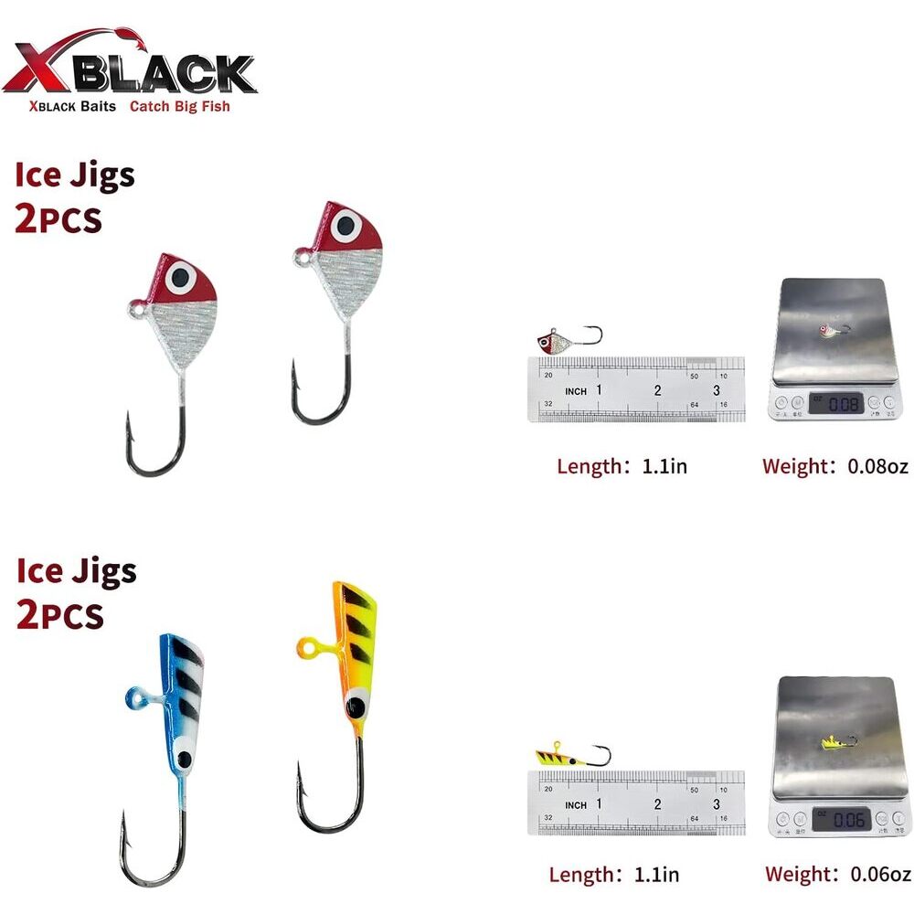 55Piece Ice Fishing Jigs Kit Ultimate Lures for Your Winter Fishing