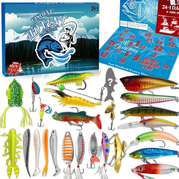2025 Fishing Advent Calendar – 25-Day Mystery Lure Countdown Gift for Anglers
