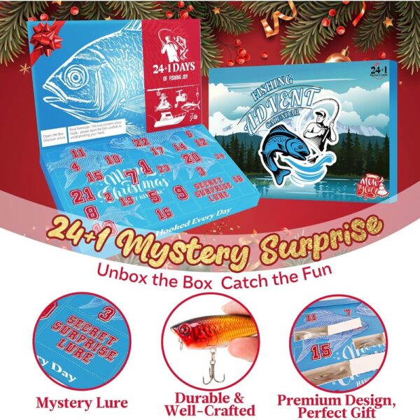 2025 Fishing Advent Calendar – 25-Day Mystery Lure Countdown Gift for Anglers