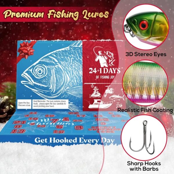 2025 Fishing Advent Calendar – 25-Day Mystery Lure Countdown Gift for Anglers