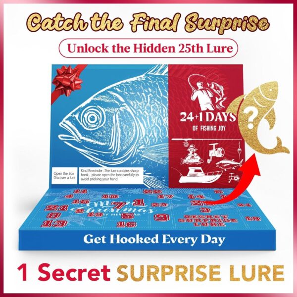 2025 Fishing Advent Calendar – 25-Day Mystery Lure Countdown Gift for Anglers