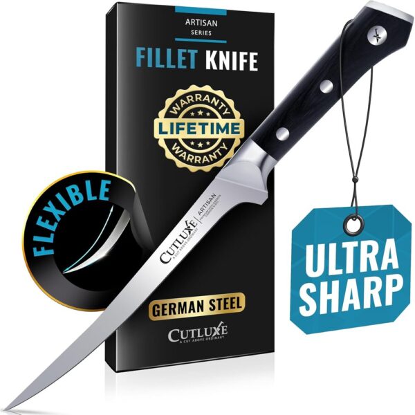Fillet Knife for Fish-01 7" Razor Sharp Fillet Knife – Flexible German Steel Boning Blade for Fish & Meat