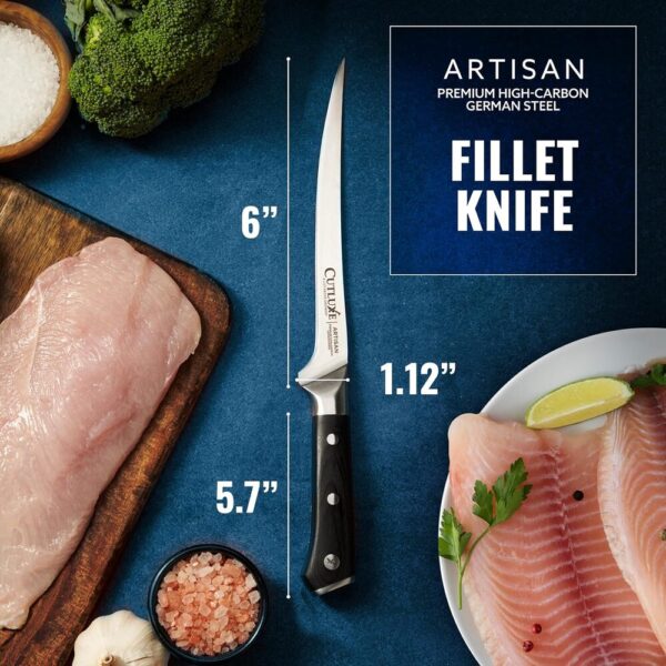 Fillet Knife for Fish-02 7" Razor Sharp Fillet Knife – Flexible German Steel Boning Blade for Fish & Meat