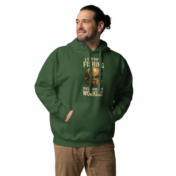 cotton-heritage-m2580-i-unisex-premium-pullover-hoodie-forest-green-front-68fdf8e6f3013.jpg Retro Fisherman Graphic Hoodie – A Bad Day of Fishing Beats Working