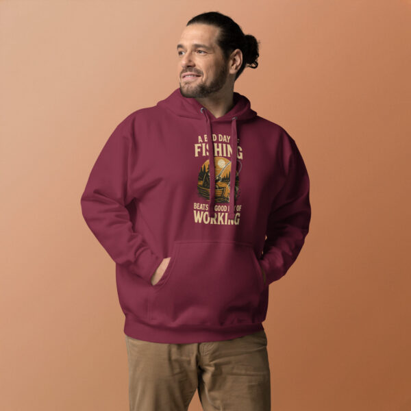 cotton-heritage-m2580-i-unisex-premium-pullover-hoodie-maroon-front-2-68fdf8e6e6067.jpg Retro Fisherman Graphic Hoodie – A Bad Day of Fishing Beats Working