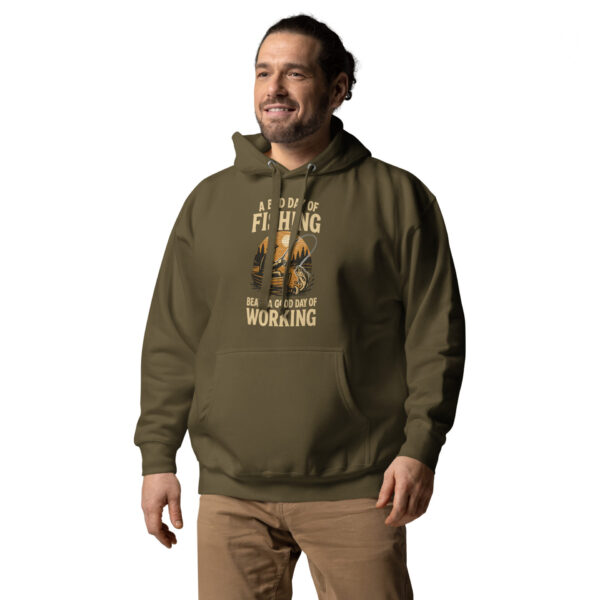 cotton-heritage-m2580-i-unisex-premium-pullover-hoodie-military-green-left-front-68fdf8e7117d7.jpg Retro Fisherman Graphic Hoodie – A Bad Day of Fishing Beats Working