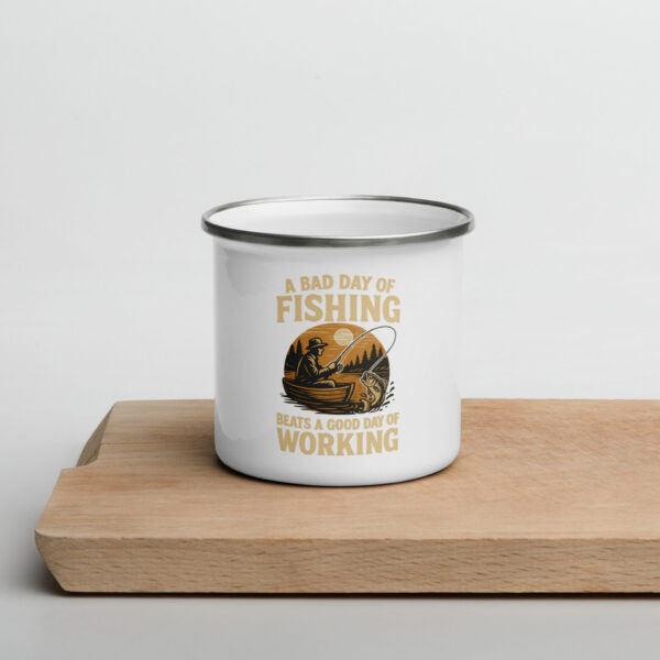 enamel-mug-white-12-oz-front-68fdfb4b226a7.jpg Retro Fisherman Enamel Mug – A Bad Day of Fishing Beats Working