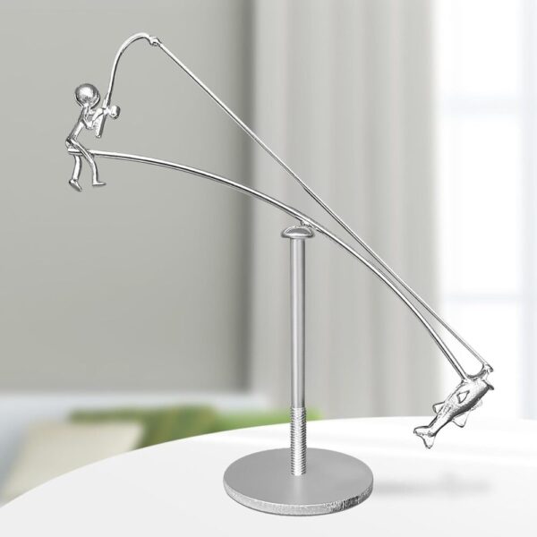 Fishing in Motion – Stainless Steel Kinetic Desk Sculpture for Relaxation & Focus