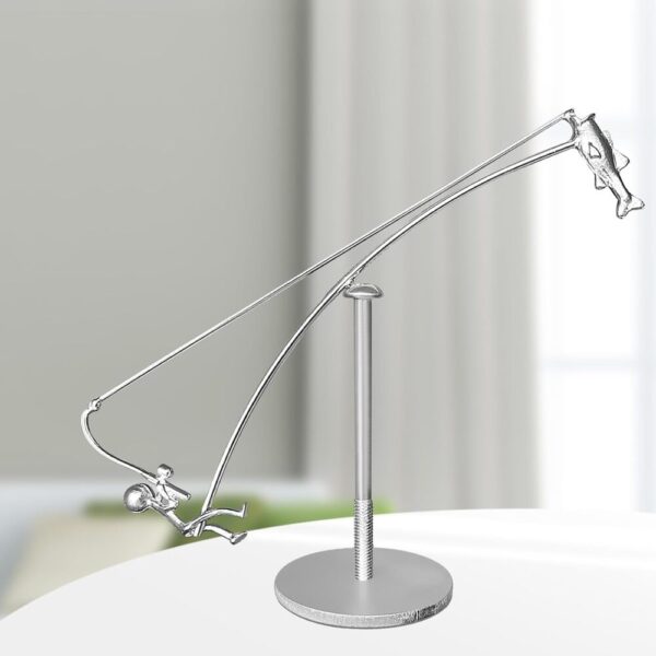 Fishing in Motion – Stainless Steel Kinetic Desk Sculpture for Relaxation & Focus