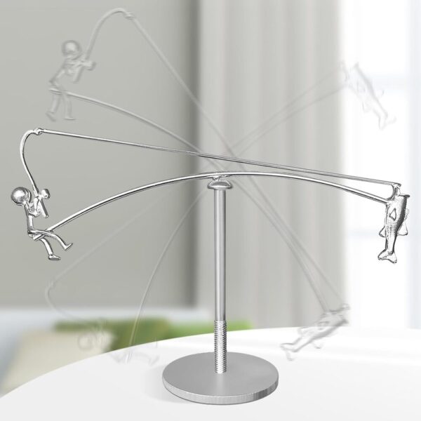 Fishing in Motion – Stainless Steel Kinetic Desk Sculpture for Relaxation & Focus