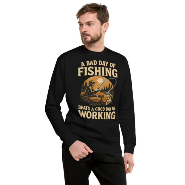 unisex-premium-sweatshirt-black-front-68fdfa88c73fc.jpg Retro Fisherman Premium Sweatshirt – A Bad Day of Fishing Beats Working