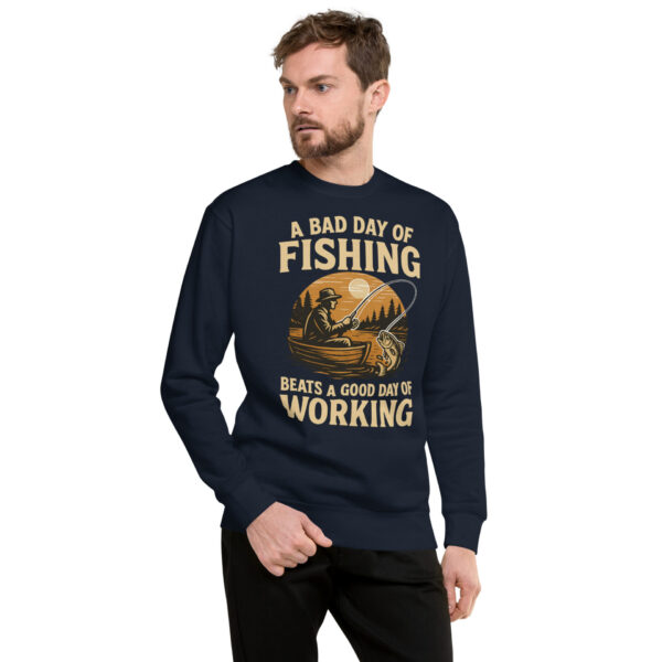 unisex-premium-sweatshirt-navy-blazer-front-68fdfa88c8e8a.jpg Retro Fisherman Premium Sweatshirt – A Bad Day of Fishing Beats Working