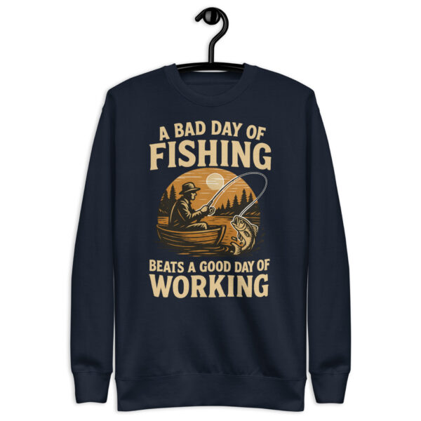 unisex-premium-sweatshirt-navy-blazer-front-68fdfa88db0c7.jpg Retro Fisherman Premium Sweatshirt – A Bad Day of Fishing Beats Working