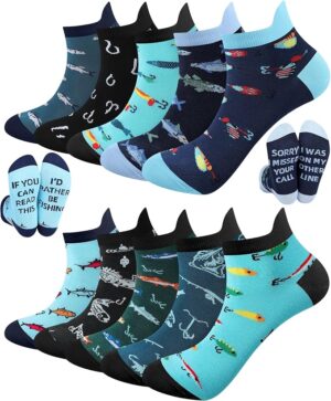 10 Pairs Funny Fishing Socks -01 Funny Fishing Socks – 10 Pairs Low-Cut Cotton Gift Set