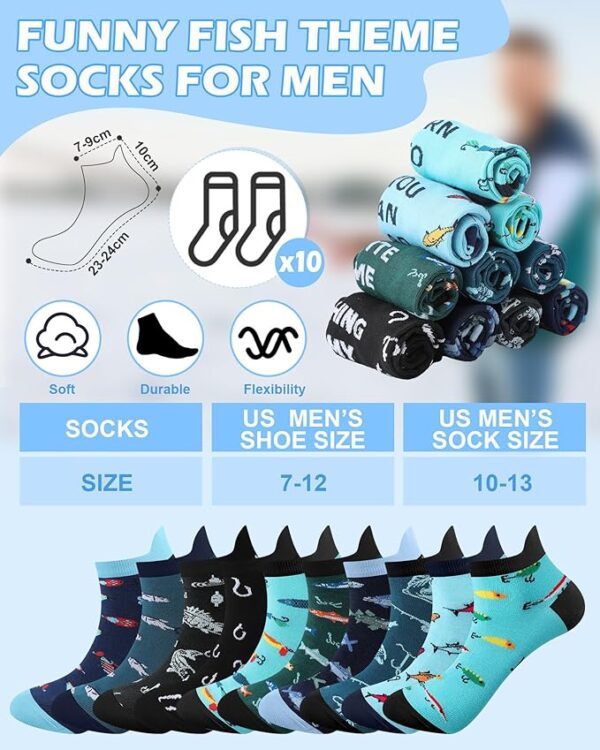 Funny Fishing Socks – 10 Pairs Low-Cut Cotton Gift Set