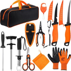 13 Pcs Fishing Tool Kit-01 13-Pc Pro Fishing Gear Kit – Knife, Pliers & Lip Gripper