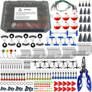 270Pcs Fishing Accessories Kit-01 270Pcs Complete Fishing Tackle Kit with Hooks, Sinkers, Jigs & Pliers for Bass and Trout