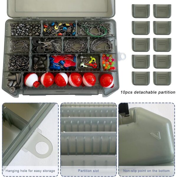270Pcs Fishing Accessories Kit-04 270Pcs Complete Fishing Tackle Kit with Hooks, Sinkers, Jigs & Pliers for Bass and Trout
