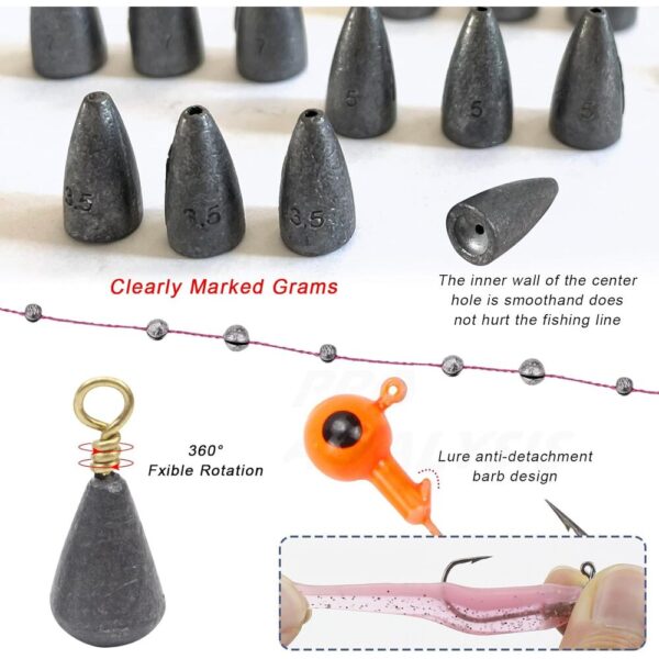 270Pcs Fishing Accessories Kit-07 270Pcs Complete Fishing Tackle Kit with Hooks, Sinkers, Jigs & Pliers for Bass and Trout