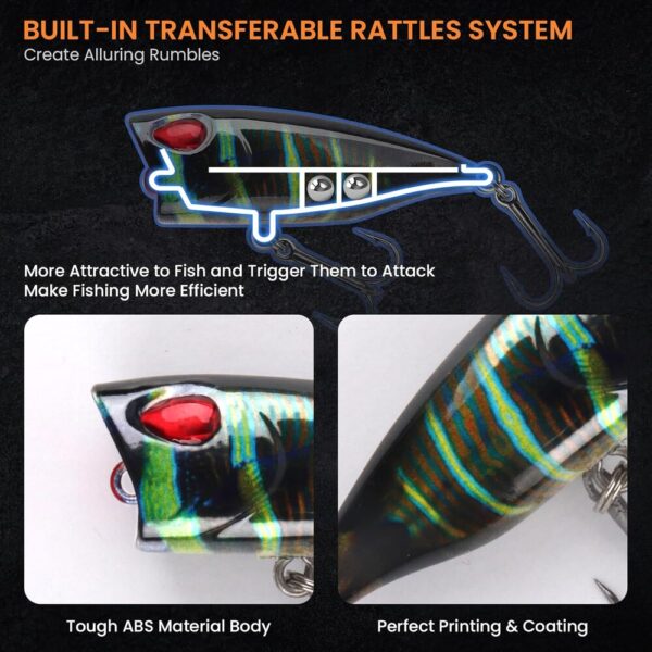 3D Bionic Fishing Lures-04 7-Pack 3D Bionic Lures with Rattle & Razor-Sharp Hooks