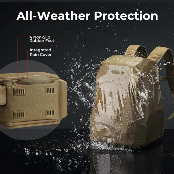 52L Fishing Water-Resistant Backpack with Rod Holders & 4 Boxes