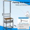 Fishing Rod Holder for Garage,-02 Fishing Rod Holder Rack – 3-Tier Wall Mount for 9 Rods