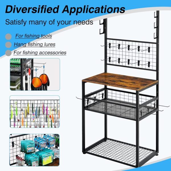 Fishing Rod Holder for Garage,-04 Fishing Rod Holder Rack – 3-Tier Wall Mount for 9 Rods