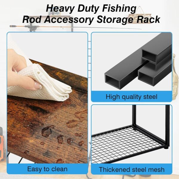 Fishing Rod Holder for Garage,-05 Fishing Rod Holder Rack – 3-Tier Wall Mount for 9 Rods