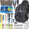 Heavy-Duty Waterproof Fishing Backpack – Includes 3600 Tackle Trays, Fish Lip Gripper, & Precision Pliers